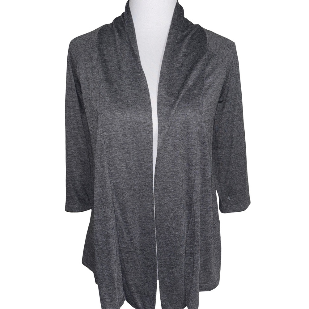 AB Studio Charcoal Open Front Cardigan